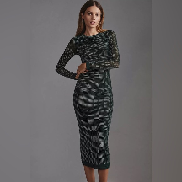 NWT $199 Bardot Atlas Diamante Midi Dress Jewel Toned Anthropologie Small Defect - Picture 1 of 16